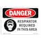 Signmission OSHA, Respirator Required In This Area, 10in X 7in Peel & Stick Wall Graphic, 10" W, 7" H, Landscape OS-DS-RD-710-L-1544 - alternate 1